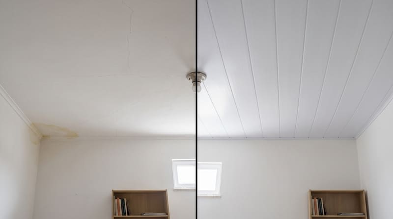 Comparação entre forro de PVC e gesso liso no teto